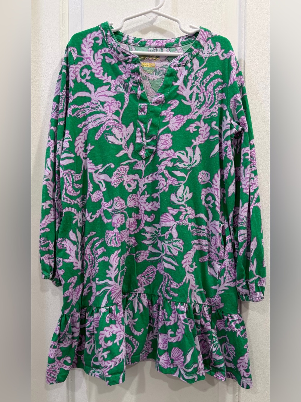 Lilly Pulitzer Mini Alyssa Dress Girls Large 8-10 Brazilian Green Salty Sandbar